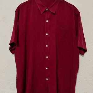 Elegant Burgundy Button-Down‎ Shirt